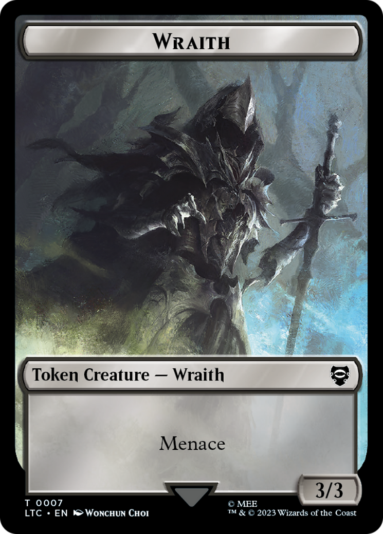Dragon // Wraith Double-Sided Token [The Lord of the Rings: Tales of Middle-Earth Commander Tokens] | Black Swamp Games