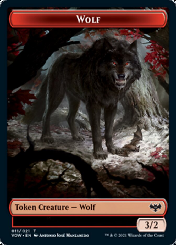 Wolf (011) // Spirit (002) Double-Sided Token [Innistrad: Crimson Vow Tokens] | Black Swamp Games