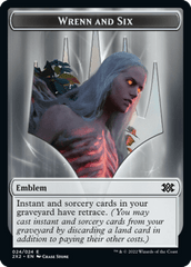 Wrenn and Six Emblem // Monk Double-Sided Token [Double Masters 2022 Tokens] | Black Swamp Games