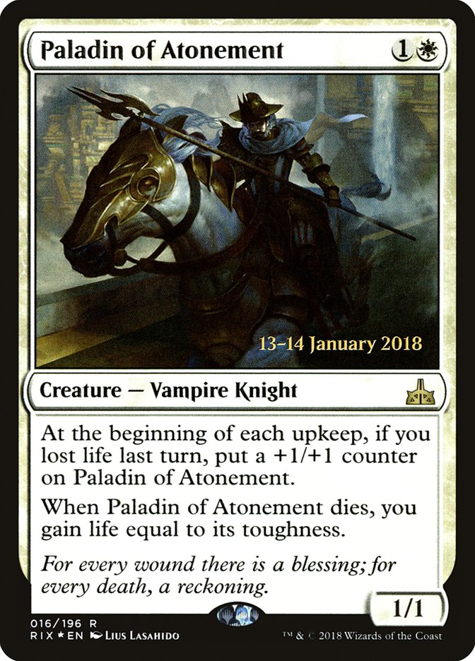 Paladin of Atonement [Rivals of Ixalan Prerelease Promos] | Black Swamp Games