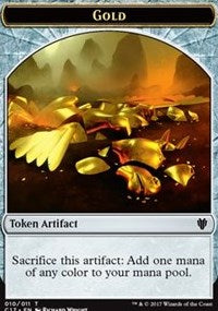 Gold // Cat Dragon Double-Sided Token [Commander 2017 Tokens] | Black Swamp Games