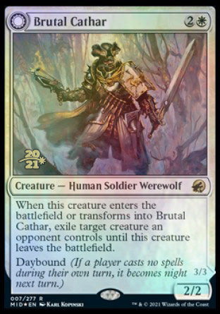 Brutal Cathar // Moonrage Brute [Innistrad: Midnight Hunt Prerelease Promos] | Black Swamp Games