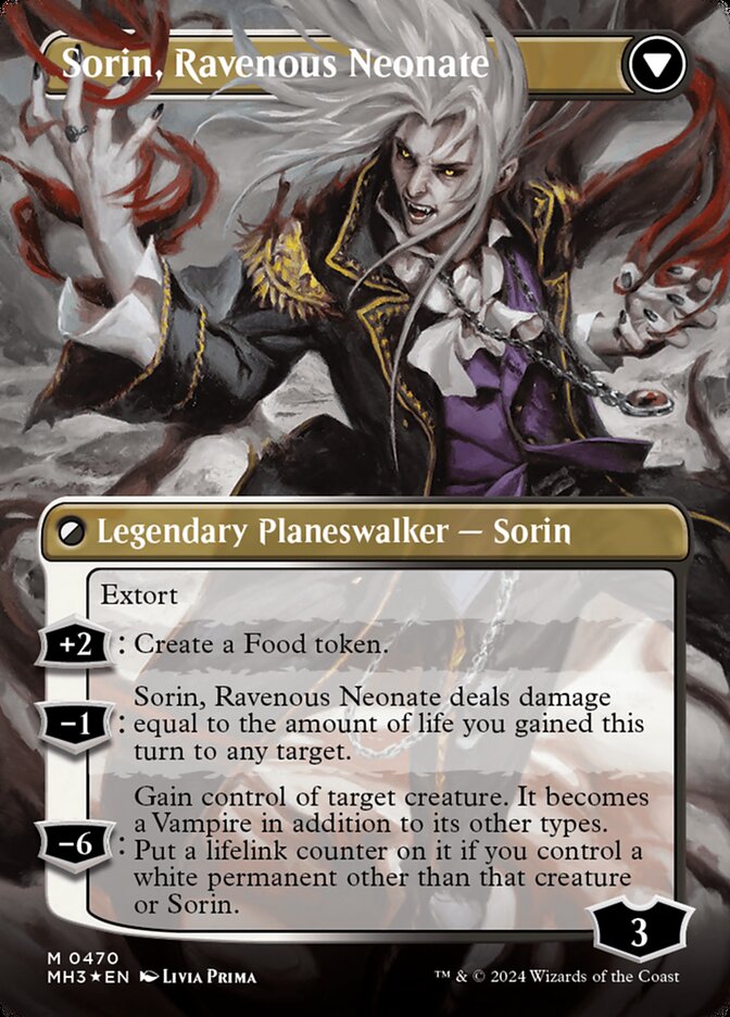 Sorin of House Markov // Sorin, Ravenous Neonate (Borderless) (Textured Foil) [Modern Horizons 3] | Black Swamp Games