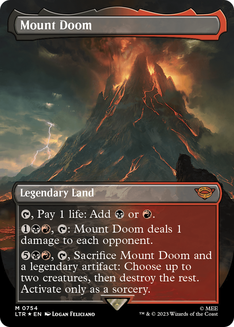 Mount Doom (Borderless) (Surge Foil) [The Lord of the Rings: Tales of Middle-Earth] | Black Swamp Games