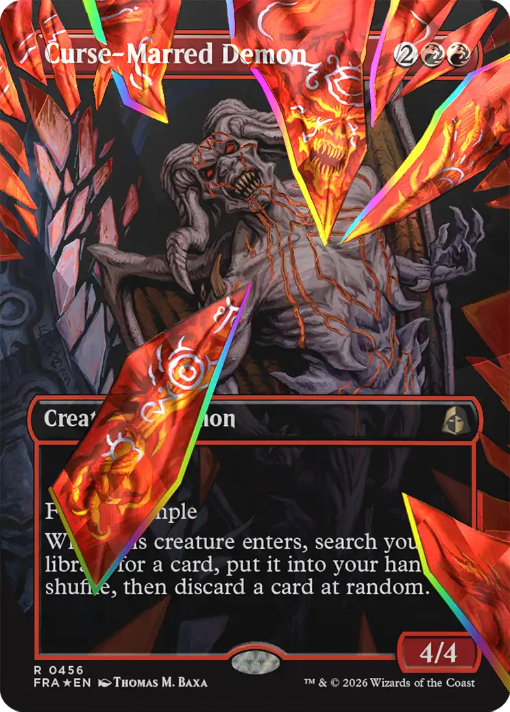 Curse-Marred Demon (Borderless) (Facet Foil) [Reality Fracture] | Black Swamp Games