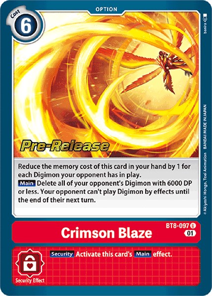 Crimson Blaze [BT8-097] [New Awakening Pre-Release Cards] | Black Swamp Games