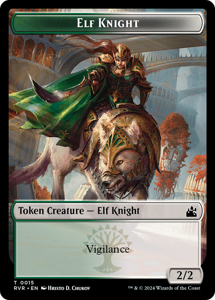 Elf Knight // Emblem - Domri Rade Double-Sided Token [Ravnica Remastered Tokens] | Black Swamp Games