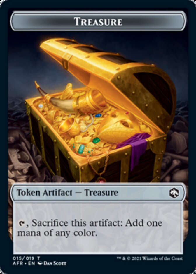 Treasure // Ellywick Tumblestrum Emblem Double-Sided Token [Dungeons & Dragons: Adventures in the Forgotten Realms Tokens] | Black Swamp Games