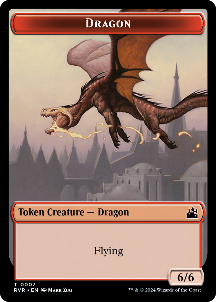 Elf Knight // Dragon Double-Sided Token [Ravnica Remastered Tokens] | Black Swamp Games