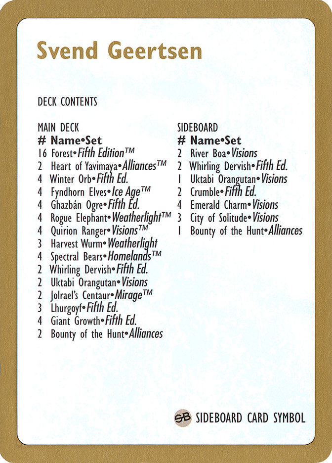 Svend Geertsen Decklist [World Championship Decks 1997] | Black Swamp Games