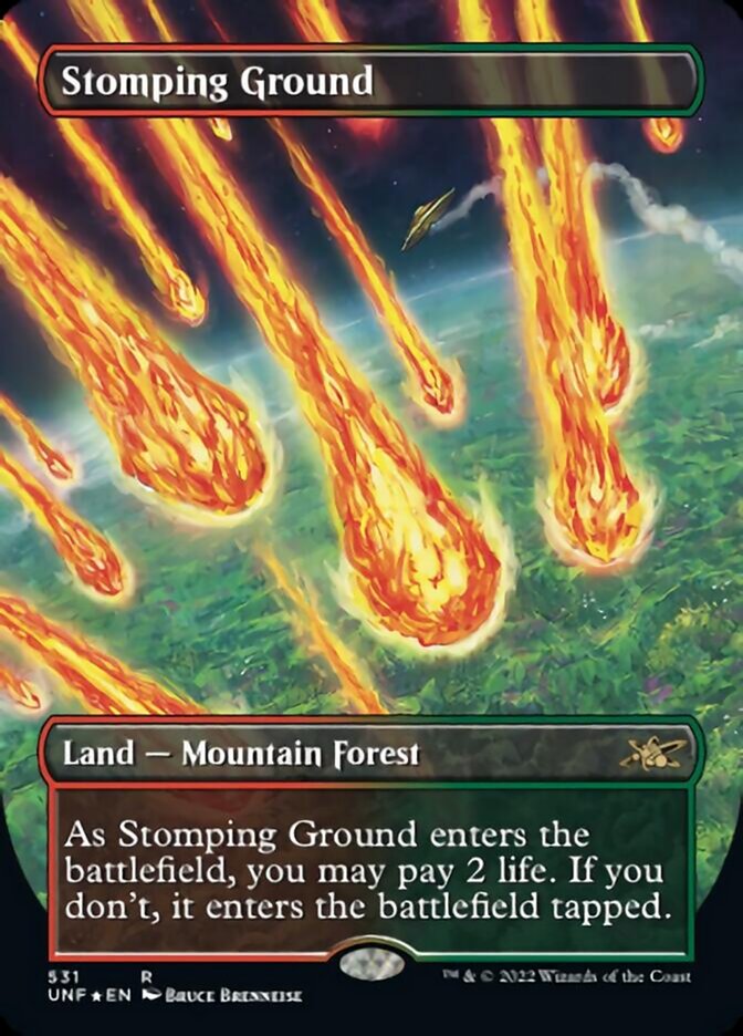 Stomping Ground (Borderless) (Galaxy Foil) [Unfinity] | Black Swamp Games