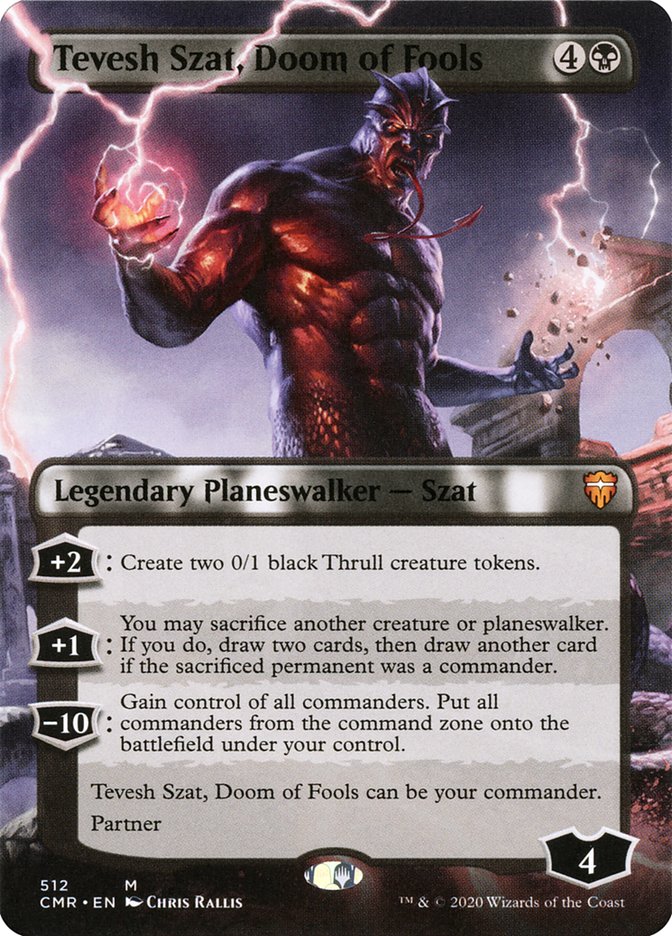 Tevesh Szat, Doom of Fools (Borderless) [Commander Legends] | Black Swamp Games