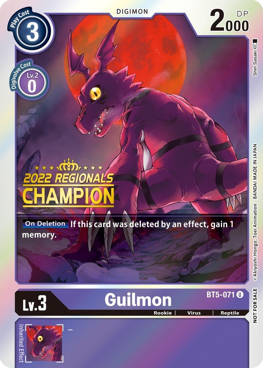 Guilmon [BT5-071] (2022 Championship Offline Regional) (Online Champion) [Battle of Omni Promos] | Black Swamp Games