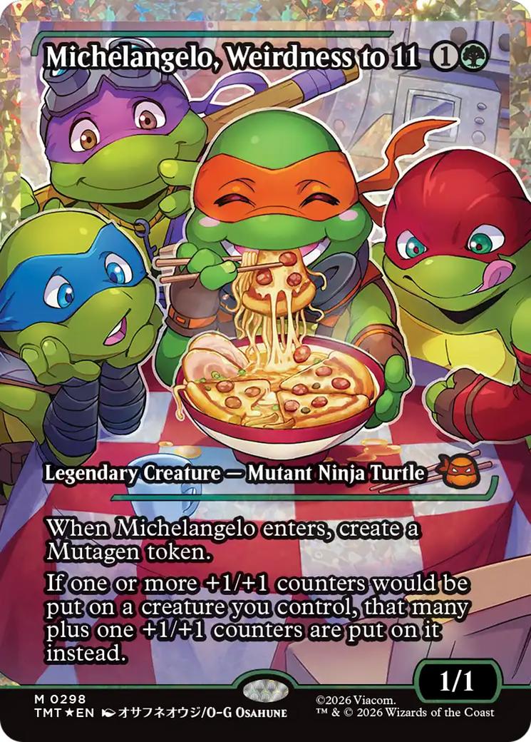 Michelangelo, Weirdness to 11 (Showcase) (Fracture Foil) [Teenage Mutant Ninja Turtles] | Black Swamp Games