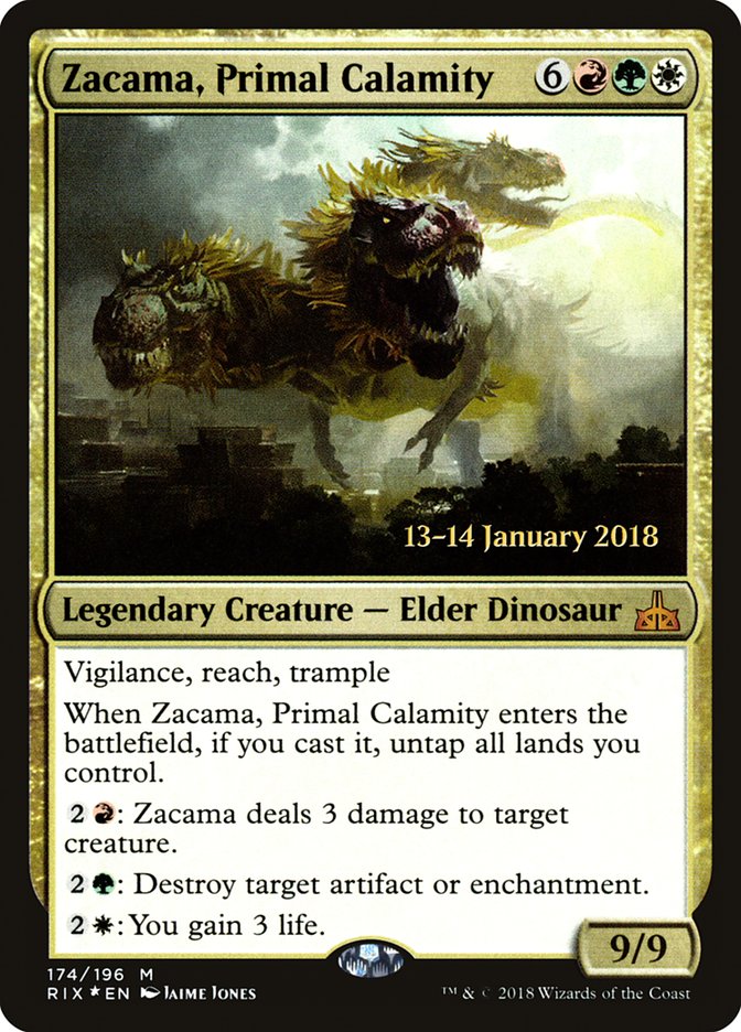 Zacama, Primal Calamity [Rivals of Ixalan Prerelease Promos] | Black Swamp Games