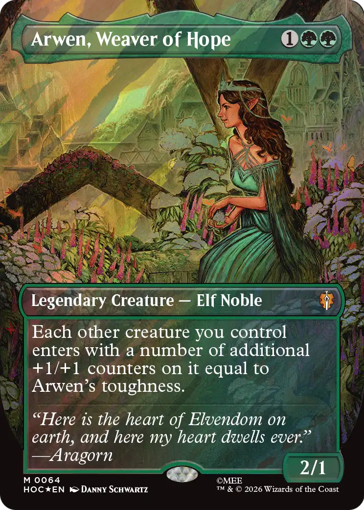 Arwen, Weaver of Hope (Borderless) (Surge Foil) [The Hobbit: Eternal-Legal] | Black Swamp Games