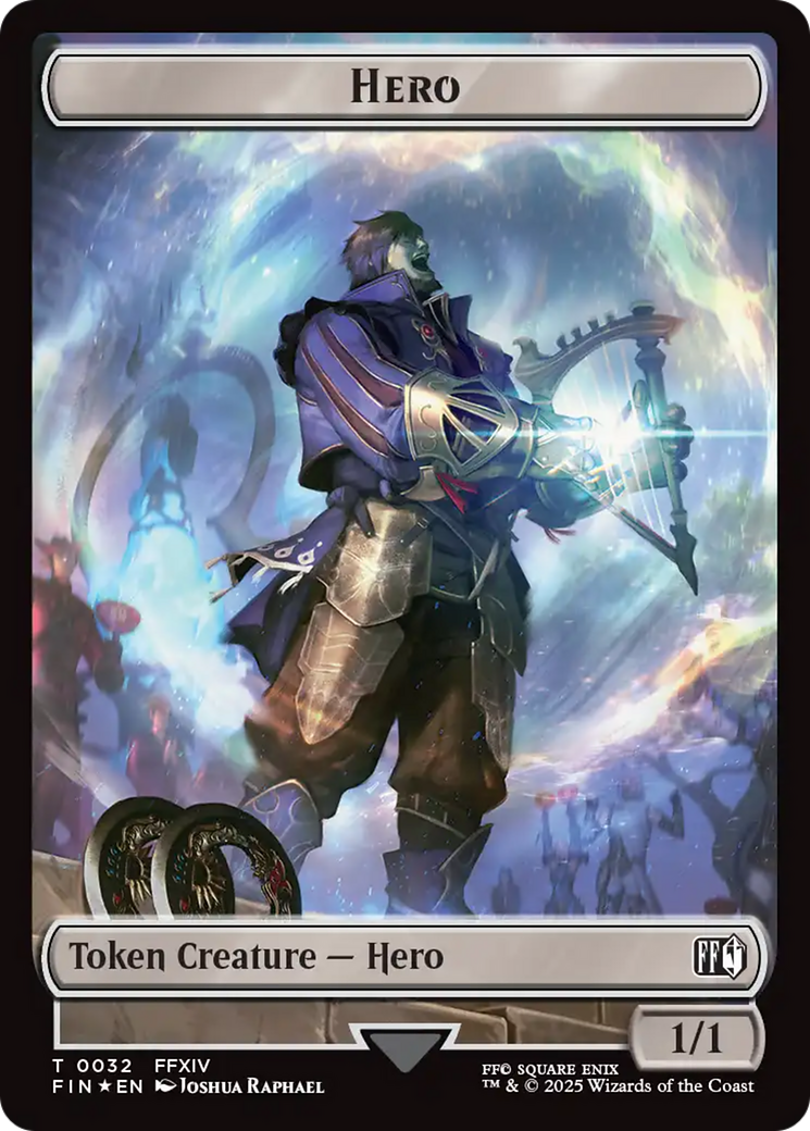 Human Soldier // Hero (0032) Double-Sided Token (Surge Foil) [FINAL FANTASY Commander Tokens] | Black Swamp Games