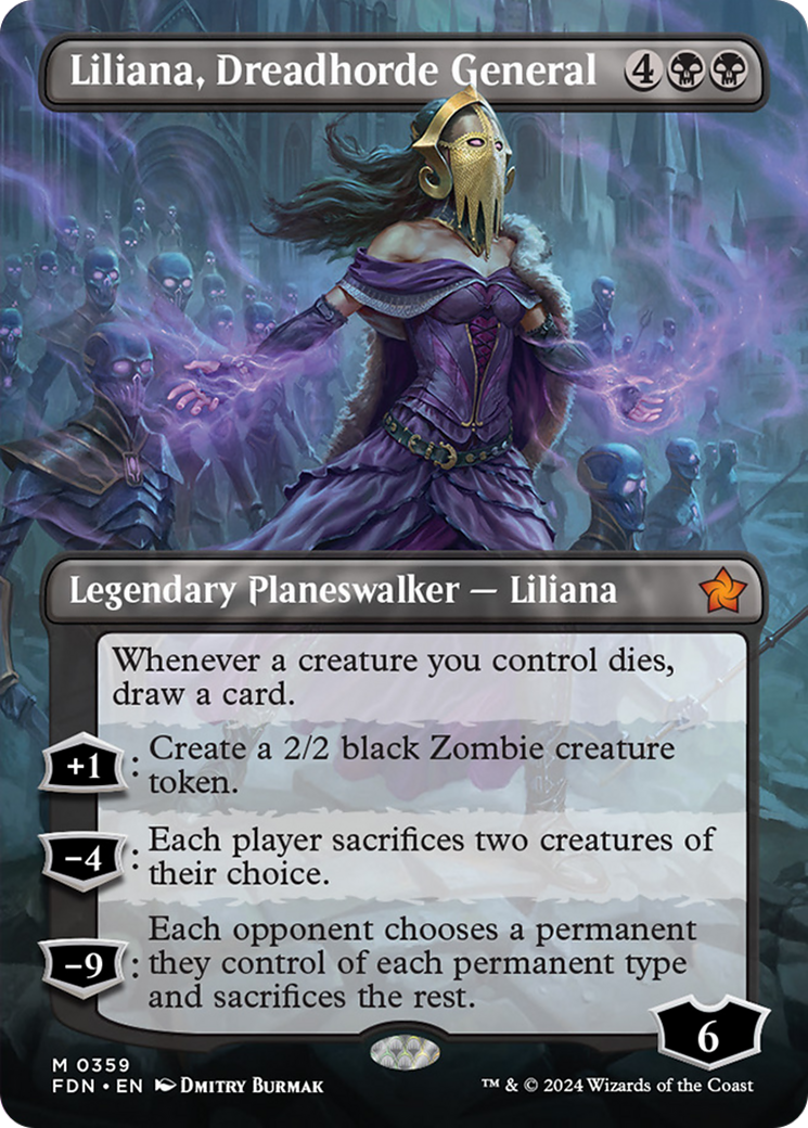 Liliana, Dreadhorde General (Borderless) [Foundations] | Black Swamp Games