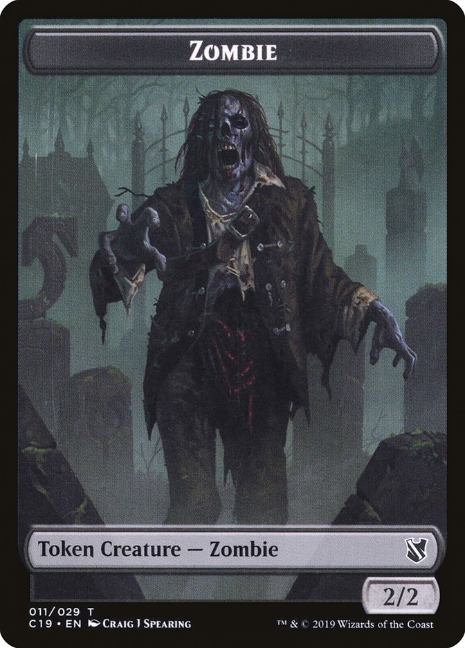 Zombie (010) // Zombie (011) Double-Sided Token [Commander 2019 Tokens] | Black Swamp Games