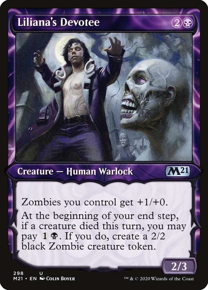 Liliana's Devotee (Showcase) [Core Set 2021] | Black Swamp Games