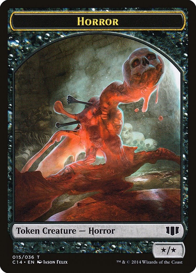 Horror // Zombie (016/036) Double-Sided Token [Commander 2014 Tokens] | Black Swamp Games