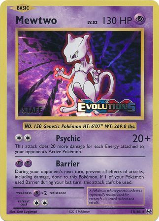 Mewtwo (51/108) (XY Evolutions Staff Prerelease) [XY: Black Star Promos] | Black Swamp Games