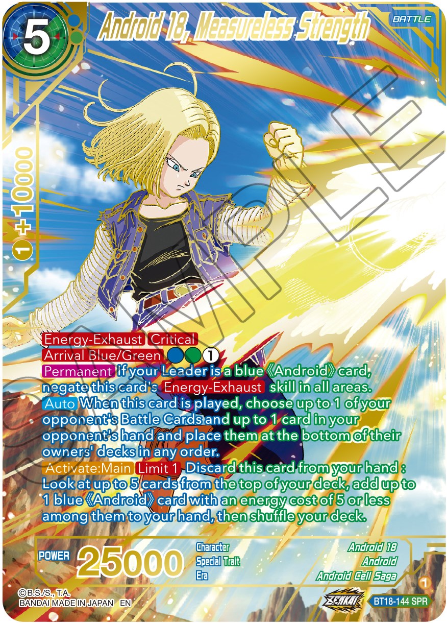 Android 18, Measureless Strength (SPR) (BT18-144) [Dawn of the Z-Legends] | Black Swamp Games