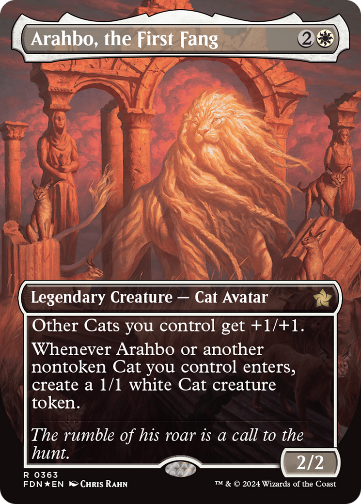 Arahbo, the First Fang (Borderless) (Mana Foil) [Foundations] | Black Swamp Games