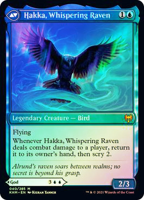 Alrund, God of the Cosmos // Hakka, Whispering Raven [Kaldheim Prerelease Promos] | Black Swamp Games