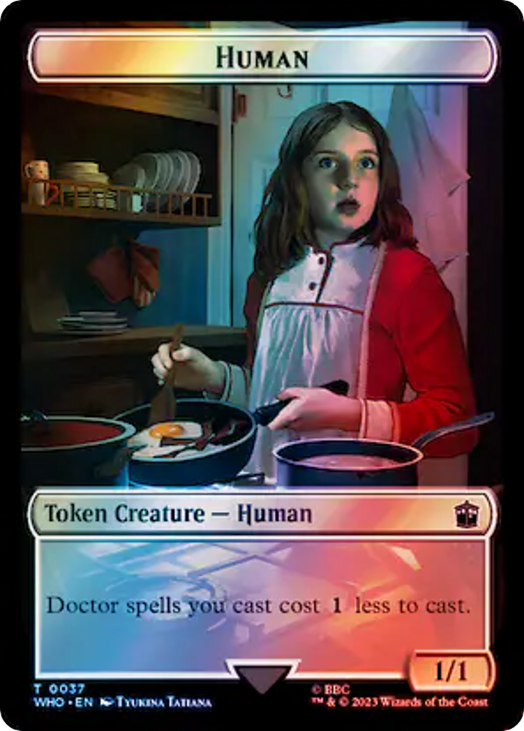 Human (0037) // Food (0059) Double-Sided Token (Surge Foil) [Doctor Who Tokens] | Black Swamp Games