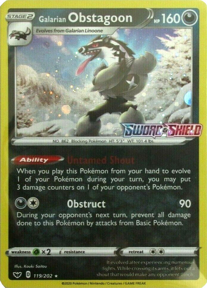 Galarian Obstagoon (119/202) (Cosmos Holo) [Sword & Shield: Base Set] | Black Swamp Games