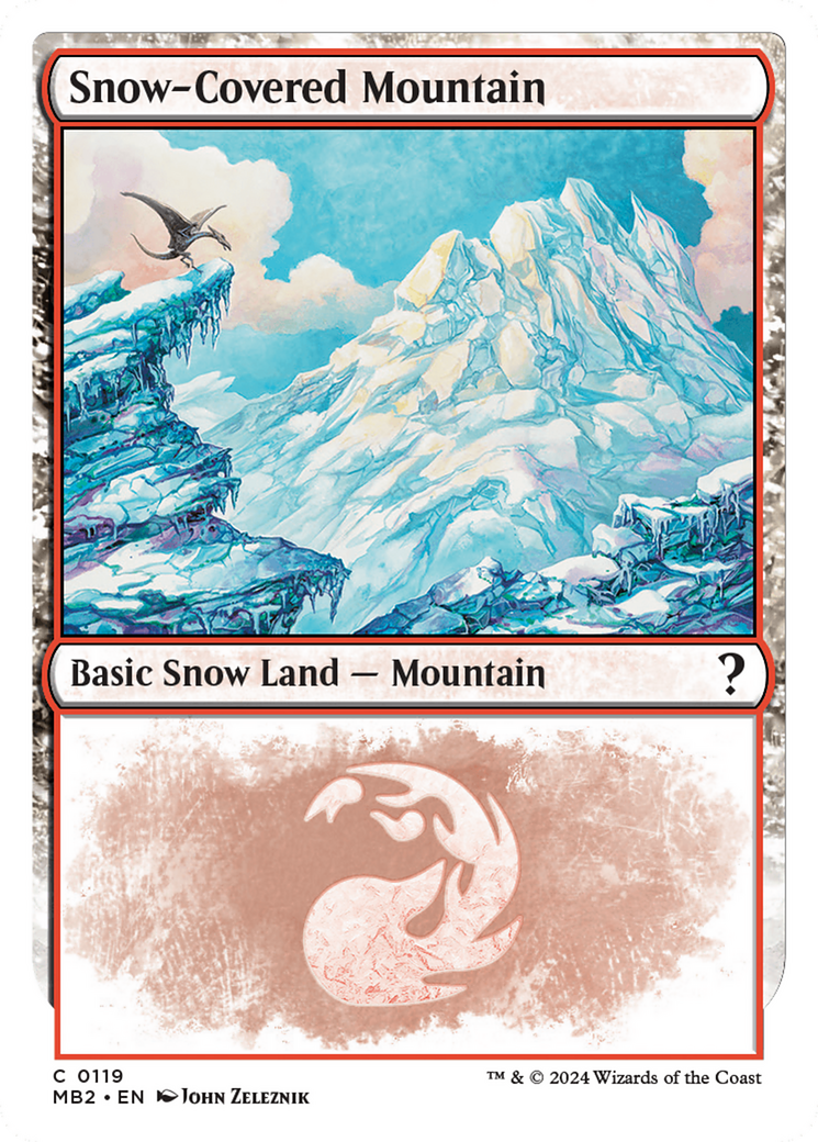 Snow-Covered Mountain (White Border) [Mystery Booster 2] | Black Swamp Games