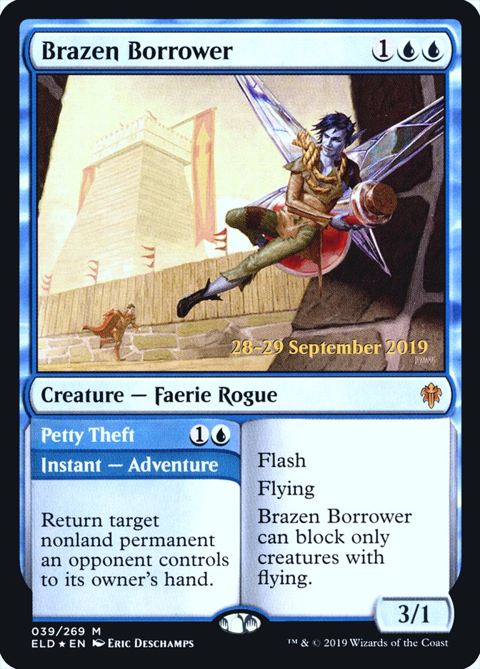 Brazen Borrower // Petty Theft [Throne of Eldraine Prerelease Promos] | Black Swamp Games