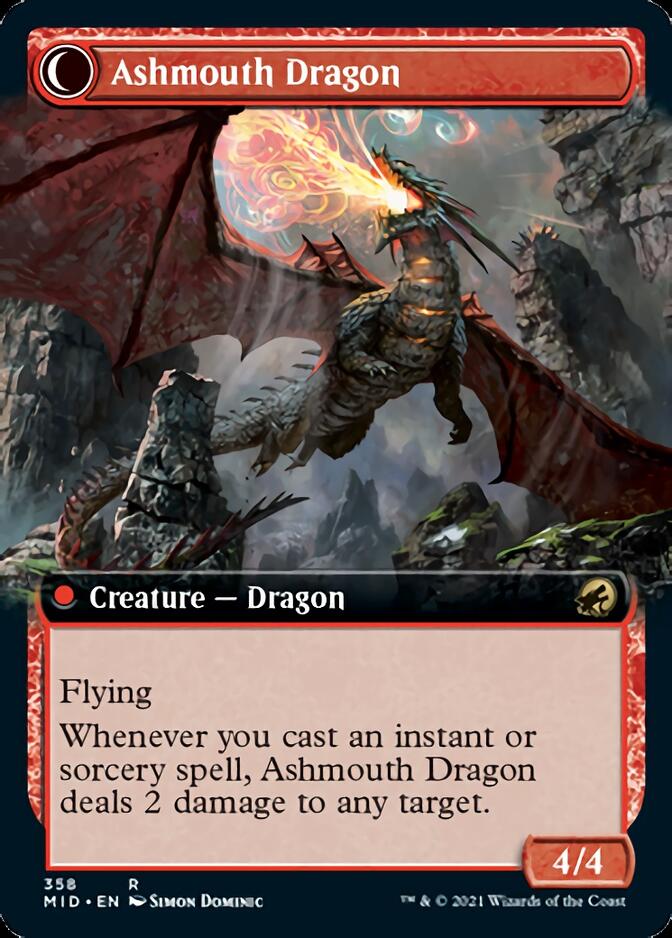 Smoldering Egg // Ashmouth Dragon (Extended Art) [Innistrad: Midnight Hunt] | Black Swamp Games