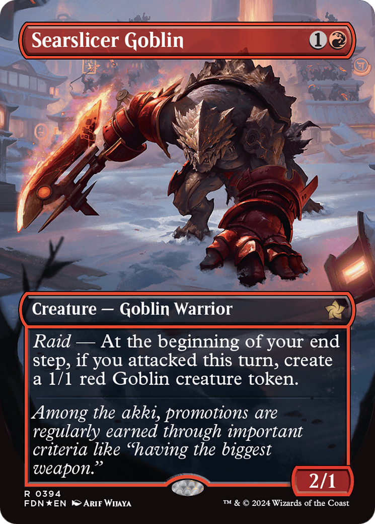 Searslicer Goblin (Borderless) (Mana Foil) [Foundations] | Black Swamp Games