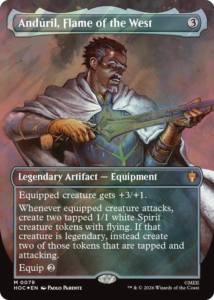 Anduril, Flame of the West (Borderless) (Surge Foil) [The Hobbit: Eternal-Legal] | Black Swamp Games