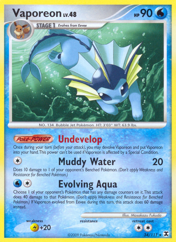 Vaporeon (34/111) [Platinum: Rising Rivals] | Black Swamp Games