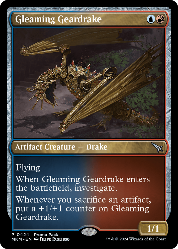 Gleaming Geardrake (Promo Pack) [Murders at Karlov Manor Promos] | Black Swamp Games