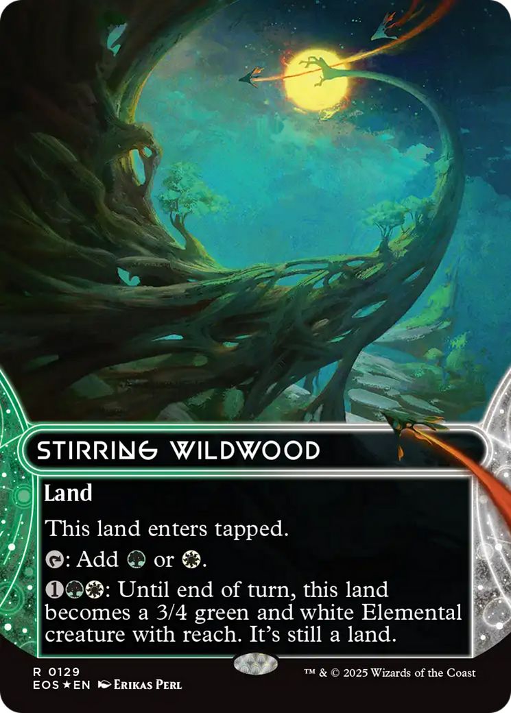 Stirring Wildwood (0129) (Borderless) (Galaxy Foil) [Edge of Eternities: Stellar Sights] | Black Swamp Games