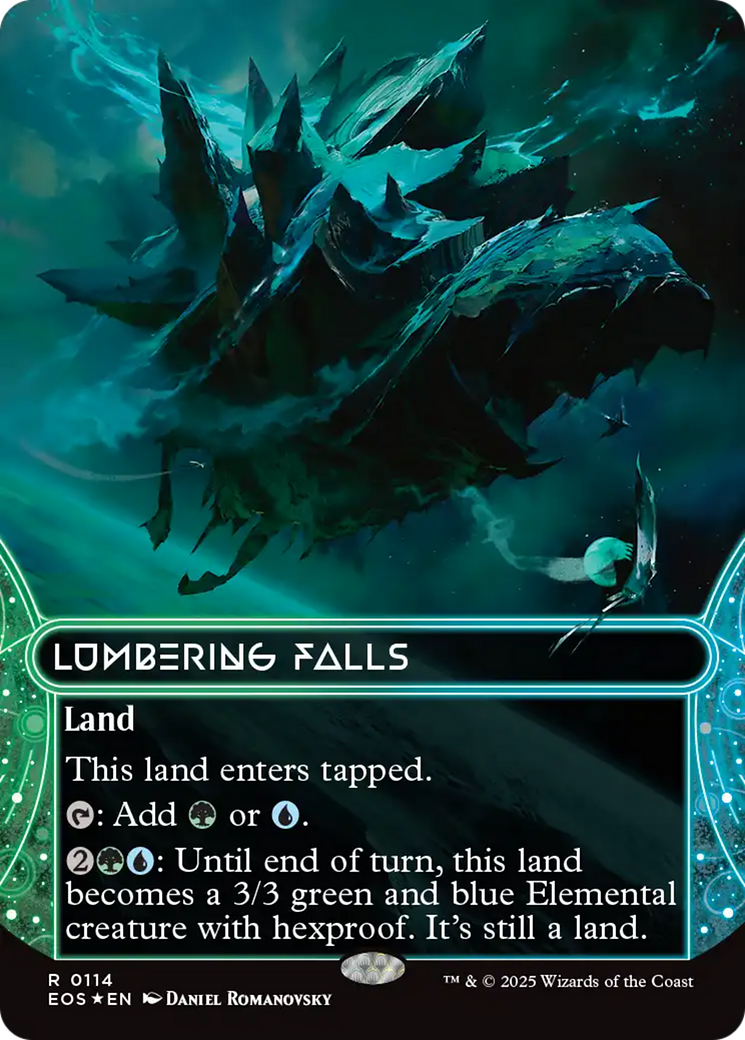 Lumbering Falls (0114) (Borderless) (Galaxy Foil) [Edge of Eternities: Stellar Sights] | Black Swamp Games