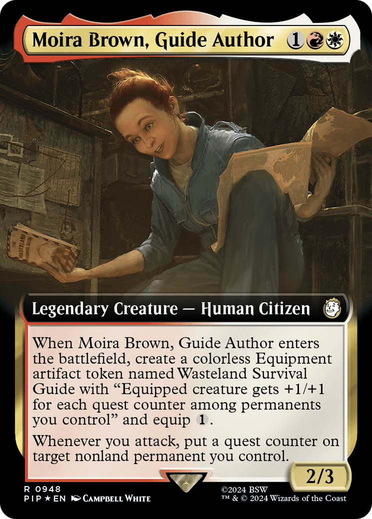 Moira Brown, Guide Author (Extended Art) (Surge Foil) [Fallout] | Black Swamp Games