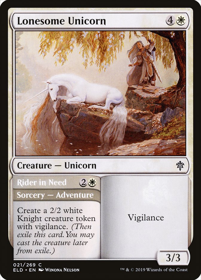 Lonesome Unicorn // Rider in Need [Throne of Eldraine] | Black Swamp Games