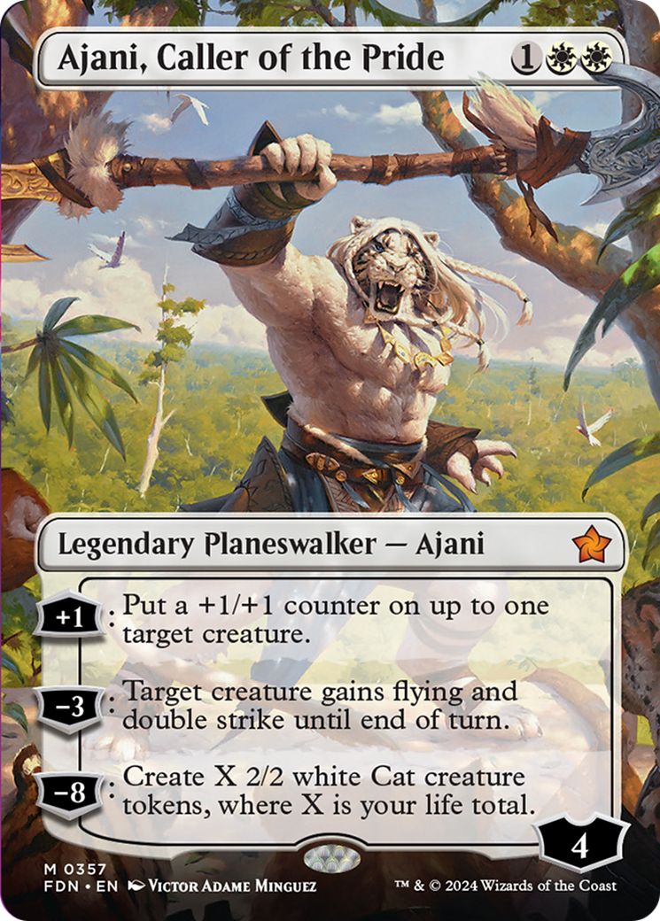 Ajani, Caller of the Pride (Borderless) [Foundations] | Black Swamp Games