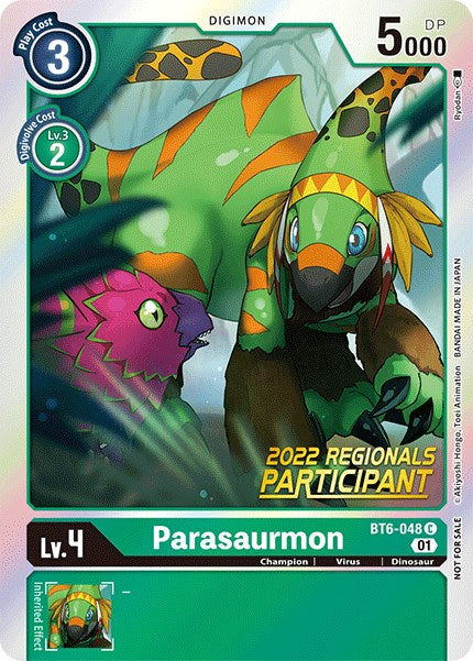 Parasaurmon [BT6-048] (2022 Championship Online Regional) (Online Participant) [Double Diamond Promos] | Black Swamp Games