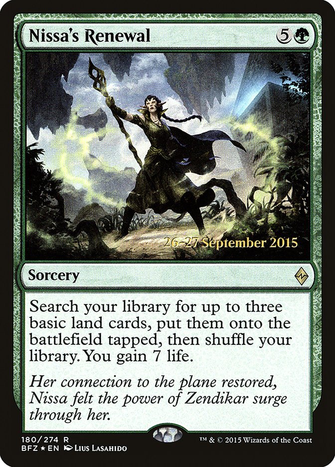 Nissa's Renewal [Battle for Zendikar Prerelease Promos] | Black Swamp Games
