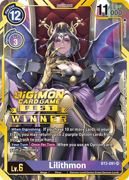 Lilithmon [BT3-091] (Digimon Card Game Fest 2022 Winner) [Release Special Booster Promos] | Black Swamp Games