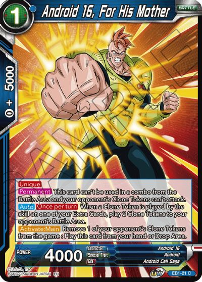 Android 16, For His Mother (EB1-21) [Battle Evolution Booster] | Black Swamp Games