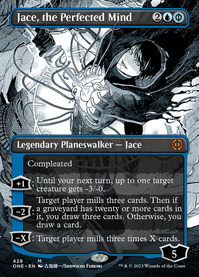 Jace, the Perfected Mind (Borderless Manga Step-and-Compleat Foil) [Phyrexia: All Will Be One] | Black Swamp Games