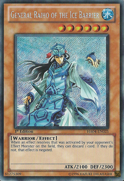 General Raiho of the Ice Barrier [HA04-EN025] Secret Rare | Black Swamp Games