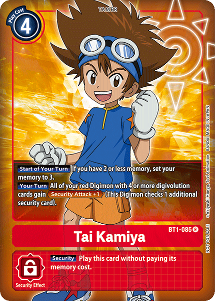 Tai Kamiya [BT1-085] (Buy-A-Box Promo) [Release Special Booster Ver.1.0 Promos] | Black Swamp Games